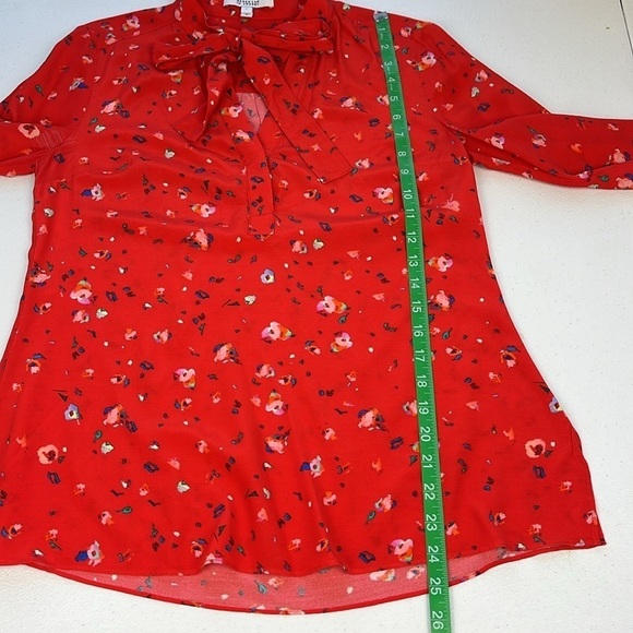 Derek Lam Evadine Blouse Red Floral Tie-neck Long Sleeves Top 2 - Picture 13 of 13